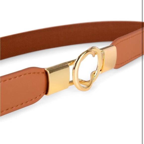 Elastic retro skinny buckle belt main image 7